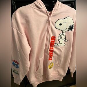 Peanuts Pink Hoodie with Snoopy and Woodstock